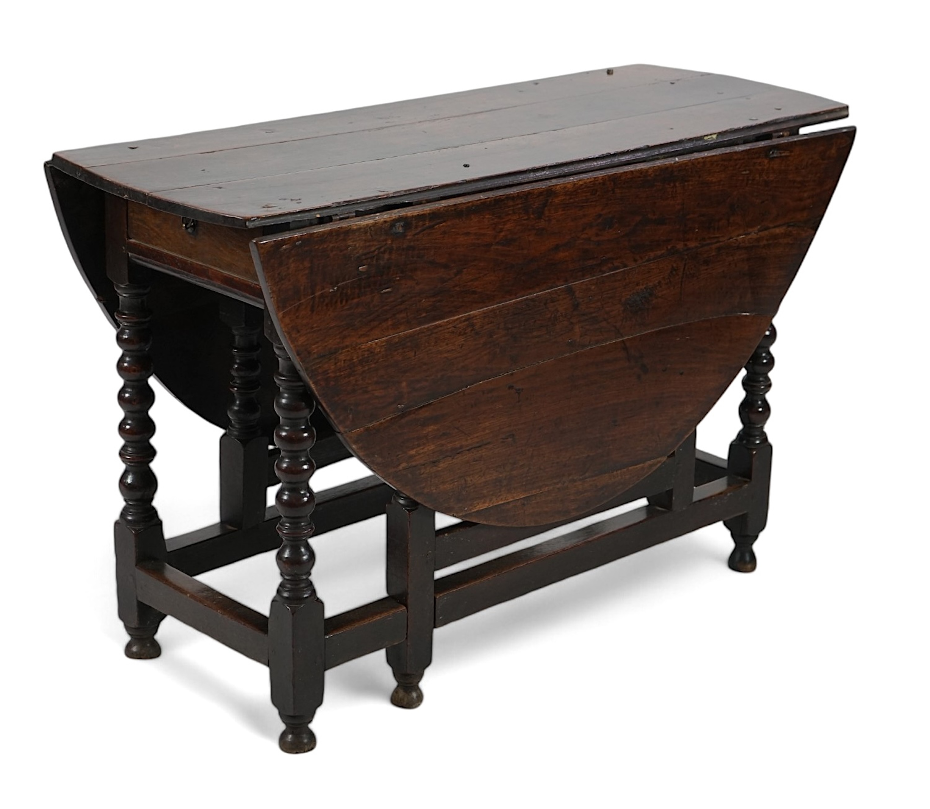 A 17th century and later oak gateleg table